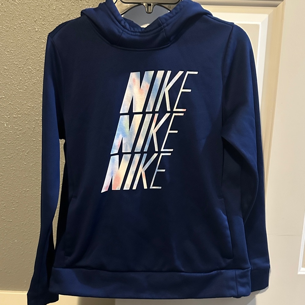 Nike Navy Hoodie with Multicolor Logo